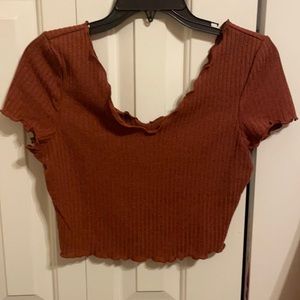Large almond colored blouse thrifted, no brand